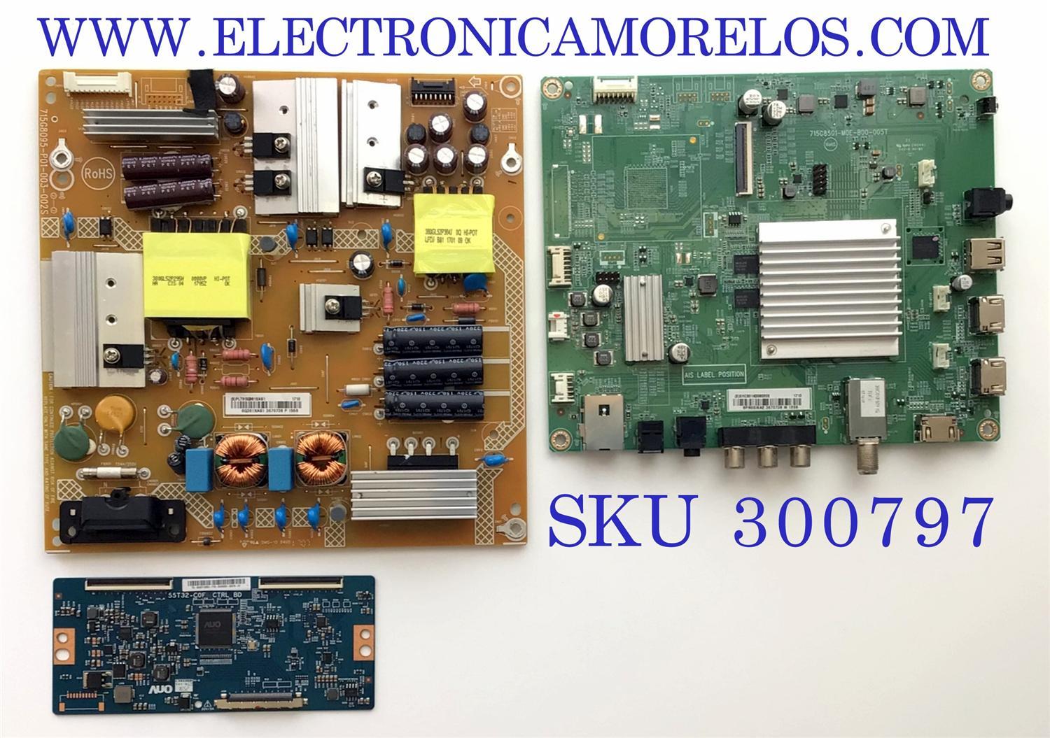 KIT DE TARJETAS PARA SMART TV INSIGNIA / MAIN XHCB01K008 / 715G8501-M0E-B00-005T / FUENTE PLTVGQ361XAS1 / 715G8095-P01-003-002S / GQ361XAS1 / 3670738 / T-CON 55.43T10.C03 / PANEL TPT430U3-QVN03.U REV:S0B0A / DISPLAY T430QVN03.0 / MODELO NS-43DR620NA
